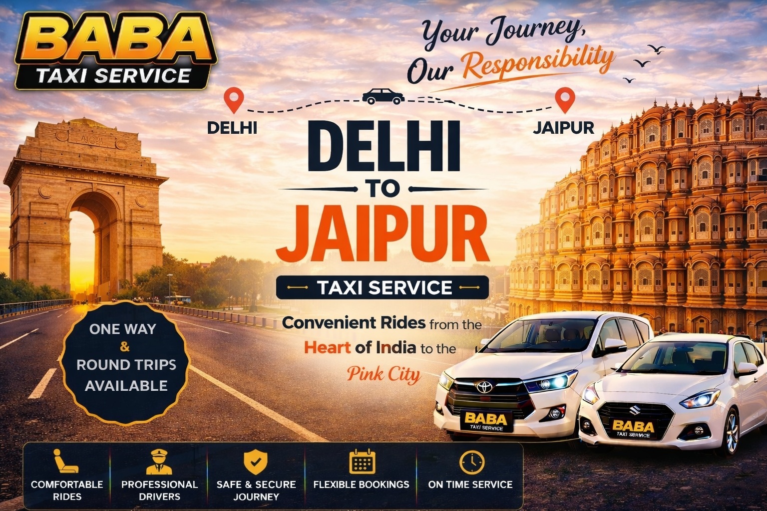 Delhi to Jaipur taxi service – AC cab booking