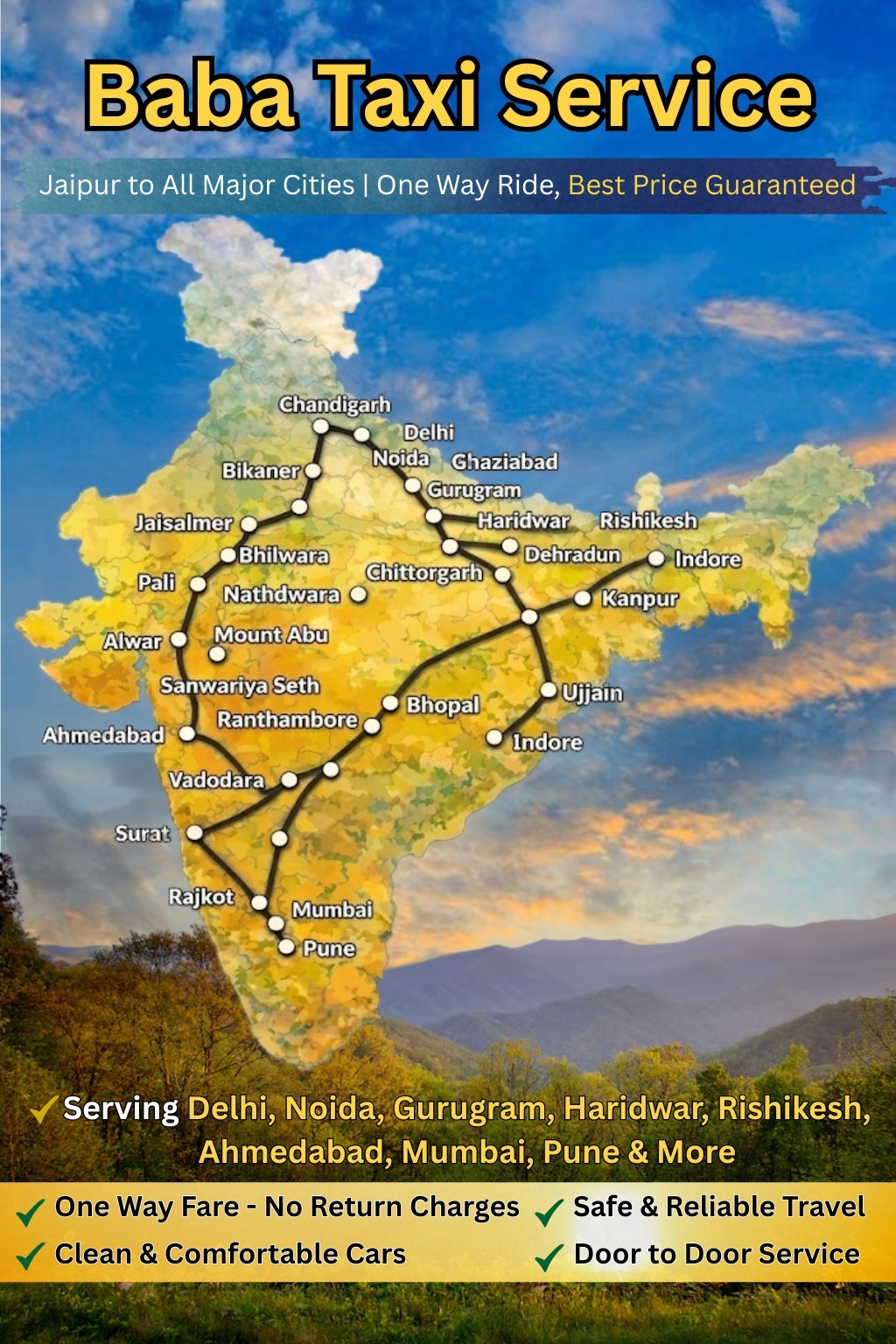 Jaipur to All City Cab Routes