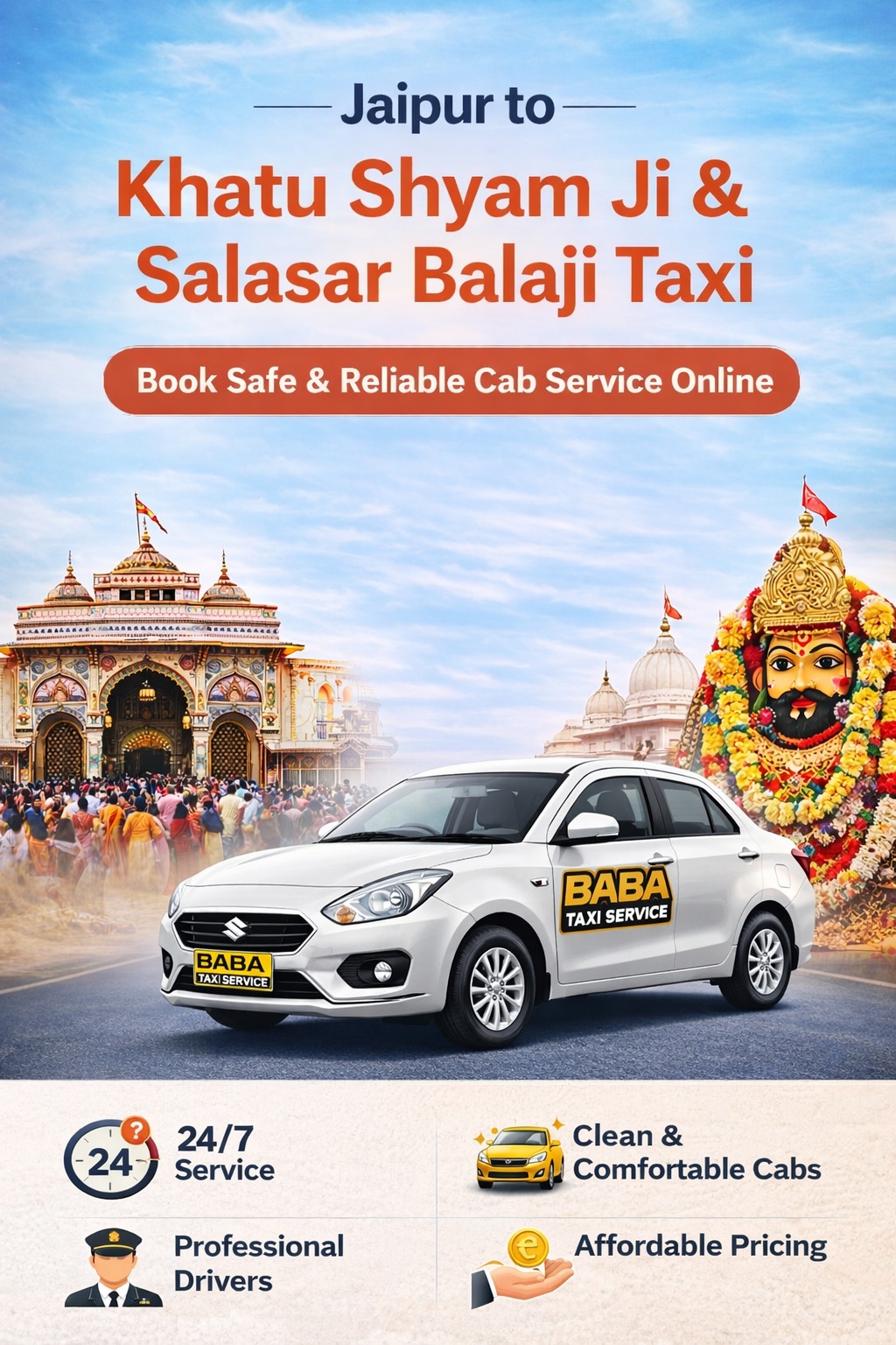 Taxi from Jaipur to Khatu Shyam and Salasar Balaji – Baba Taxi Service