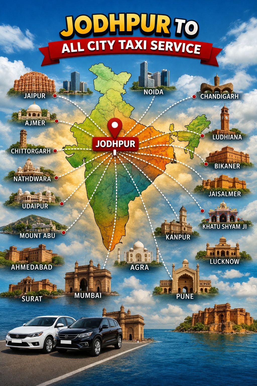 Jodhpur to All City Cab Routes